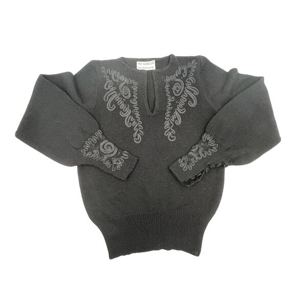 Pat Sandler for Wellmore Black Long Sleeve Knit Top Vintage 80's - Picture 9 of 9